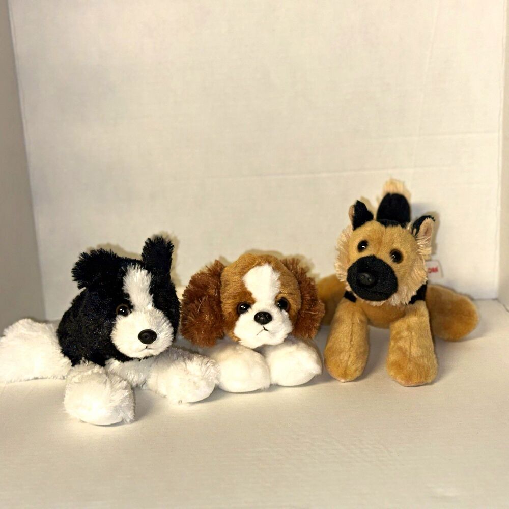 Aurora Flopsie Coli/Shep/Charles/dog Plush Stuffed Animals Lot of 3 small